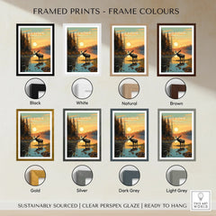 Isle Royale National Park print with moose at sunset in eight frame color options