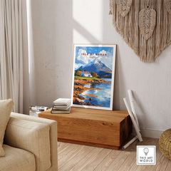 Isle of Arran Print showcasing a scenic view of the Isle of Arran in a stylish home decor setting.