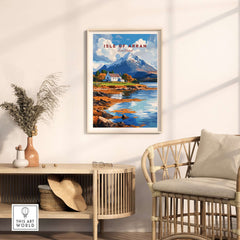 Isle of Arran Print showcasing Scotland's beauty in a stylish interior setting.