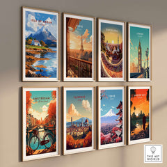 Stylish wall art featuring Isle of Arran Print among iconic city prints from around the world.