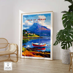 Isle of Arran Print Scotland displayed in a stylish interior, showcasing the beauty of Scottish landscapes.