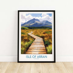 Isle of Arran Wall Art Print featuring a scenic path and mountains in Scotland.