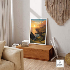 Isle of Skye Art Print featuring a sunset landscape, enhancing home decor with natural beauty.