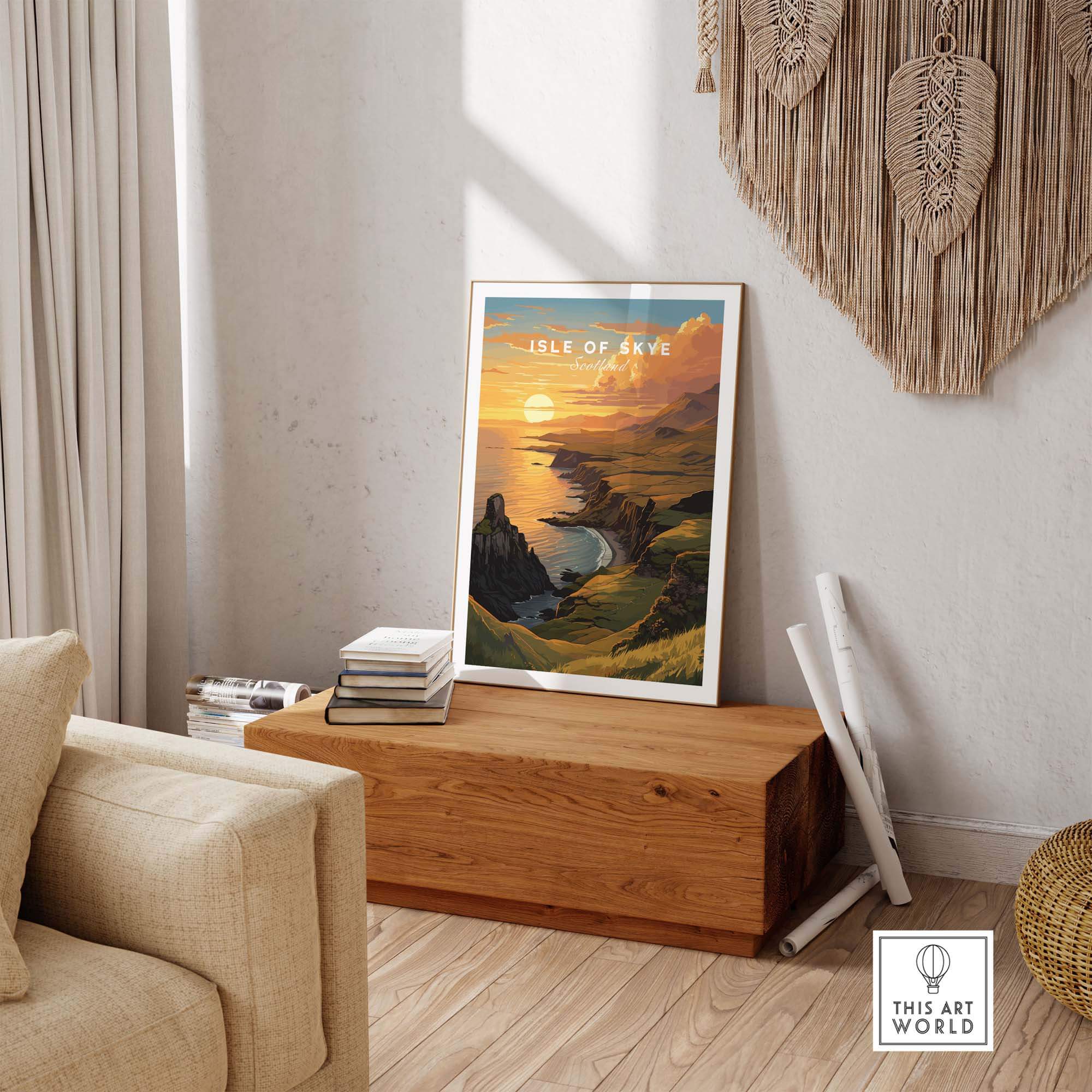 Isle of Skye Art Print featuring a sunset landscape, enhancing home decor with natural beauty.
