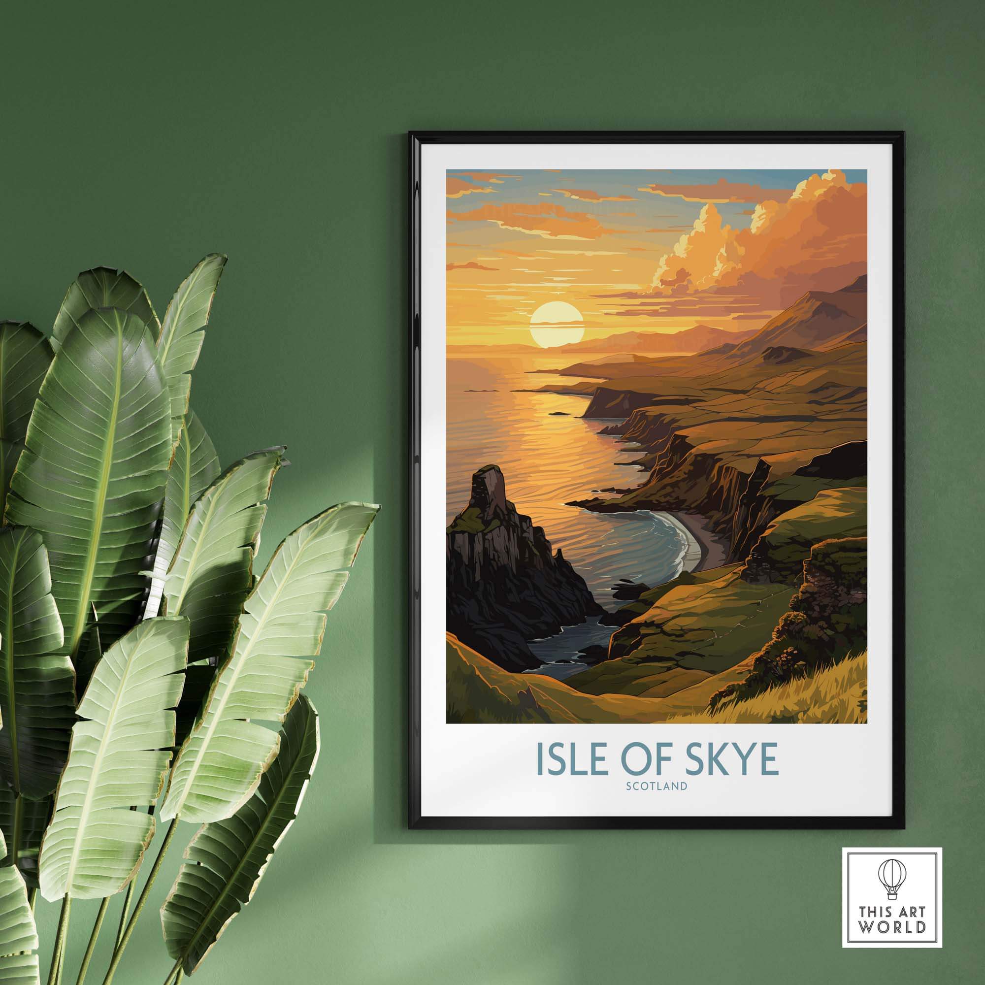 Isle of Skye Wall Art Print featuring a stunning sunset view in Scotland.