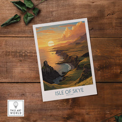Isle of Skye Wall Art Print depicting a stunning sunset over Scottish landscapes.