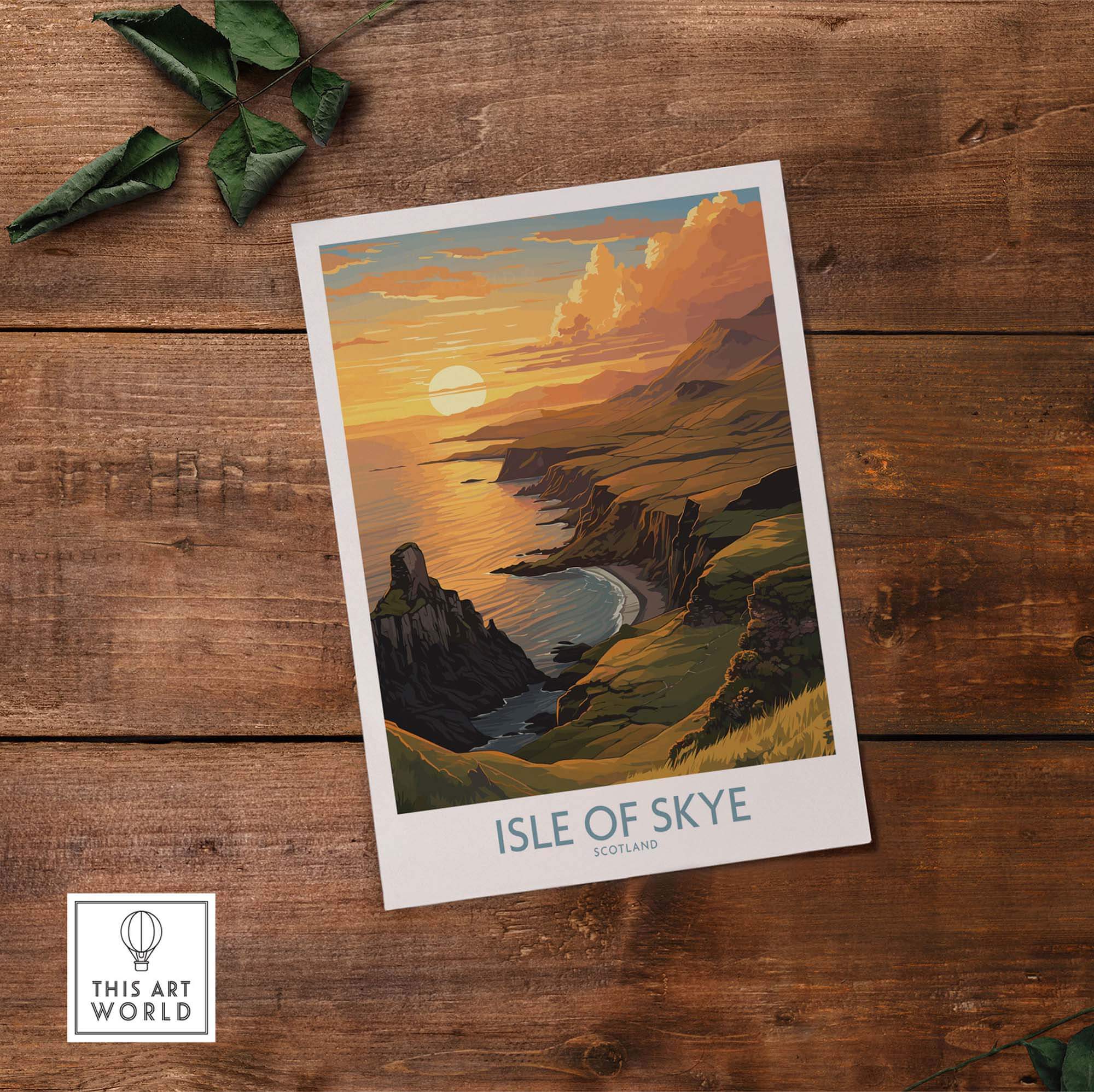 Isle of Skye Wall Art Print depicting a stunning sunset over Scottish landscapes.