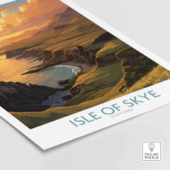 Isle of Skye Wall Art Print featuring a stunning sunset view of Scotland's landscape.