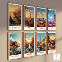 Isle of Skye Wall Art Print among other cityscape prints showcasing vibrant landscapes and iconic landmarks.