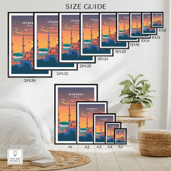 Istanbul Turkey travel poster in multiple sizes, perfect for city skyline wall art and home decor