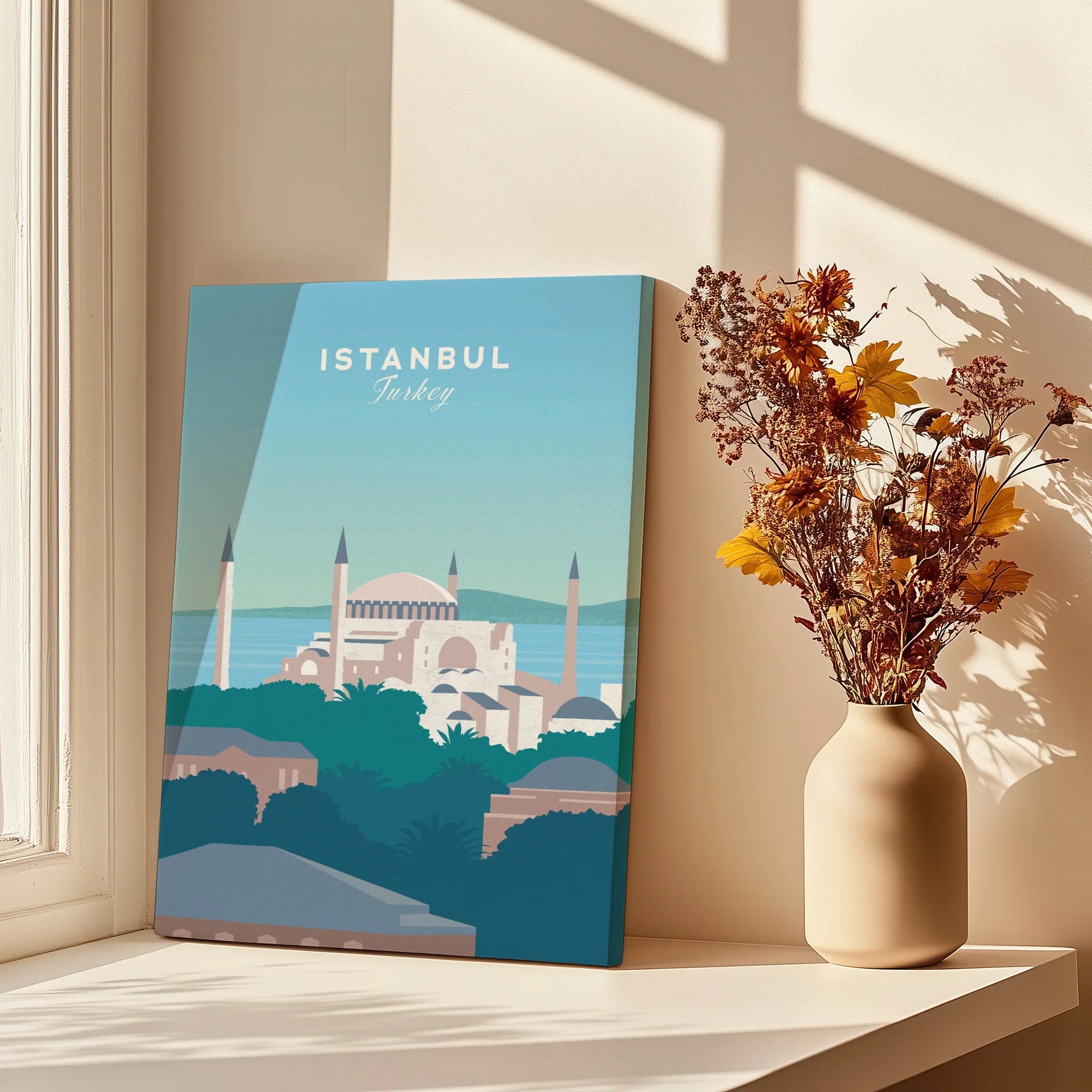 Istanbul Turkey travel poster print with skyline art, perfect for home decor and wall art