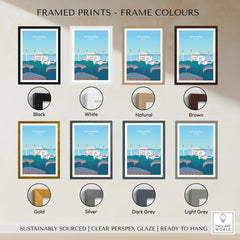 Istanbul travel poster in eight frame colors: black, white, natural, brown, gold, silver, dark grey, light grey