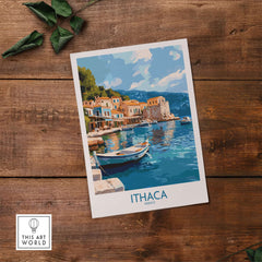 Ithaca Greece Wall Art | Picturesque Mediterranean Harbor Print showcasing tranquil harbor and traditional architecture.