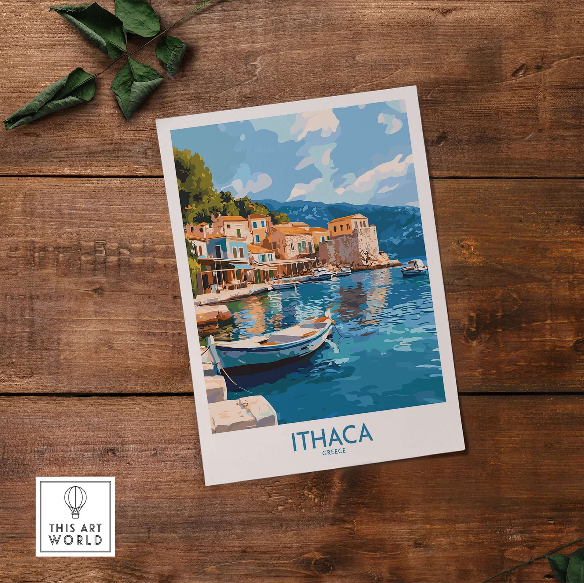 Ithaca Greece Wall Art | Picturesque Mediterranean Harbor Print showcasing tranquil harbor and traditional architecture.
