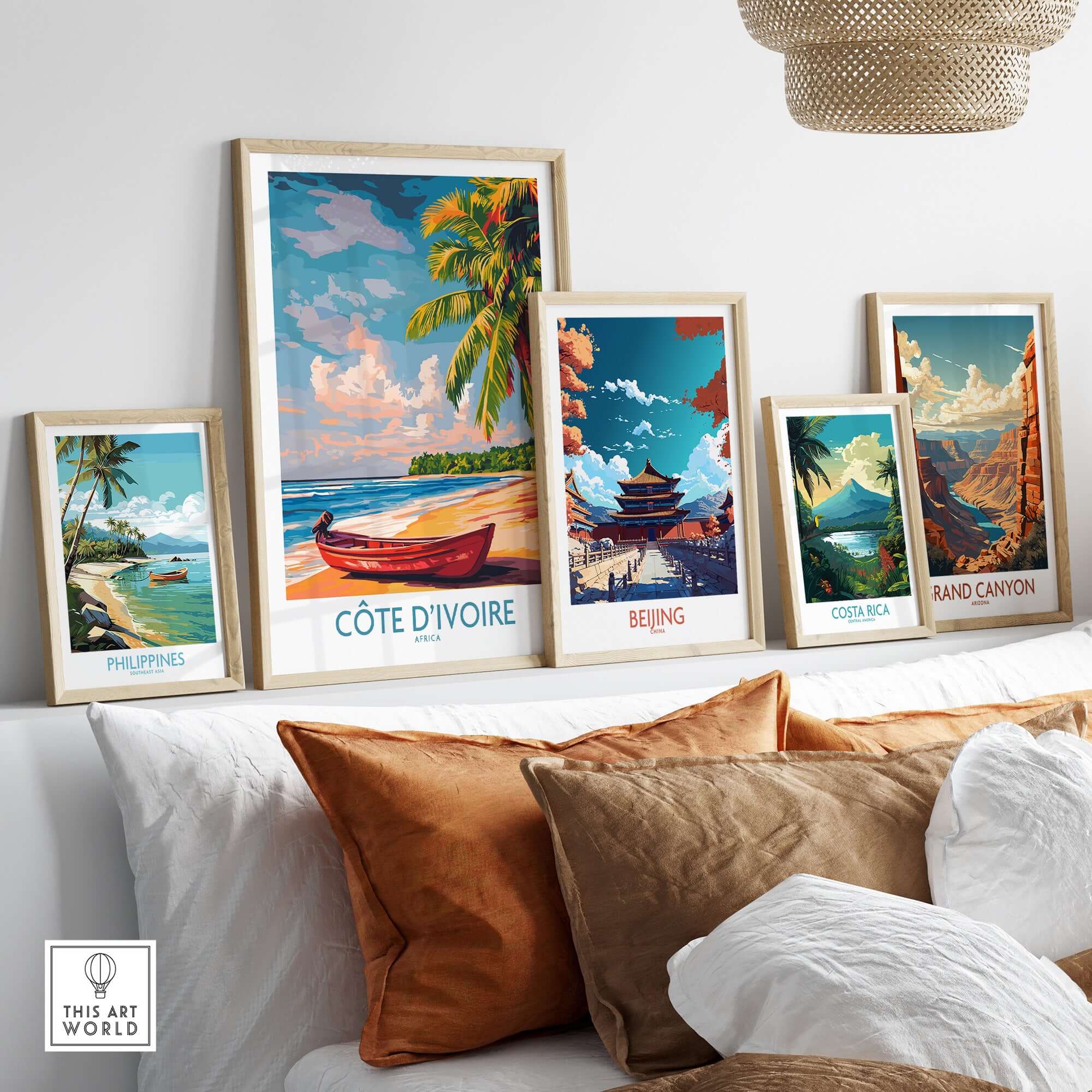 Ivory Coast Coastal Art - Côte d'Ivoire Beach Scene Poster, African Seascape displayed among travel posters.
