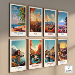 Ivory Coast Coastal Art - Côte d'Ivoire Beach Scene Poster, African Seascape collection displayed on wall.