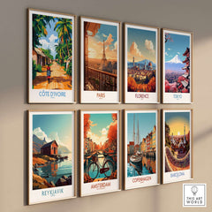 Ivory Coast Travel Poster - Côte d'Ivoire Wall Decor, African Art Print showcased among other city travel posters.