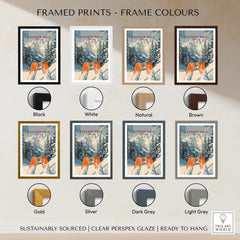 Jackson Hole Travel Poster - Wyoming framed prints in various colors including black, white, natural, brown, gold, silver, dark grey, light grey.