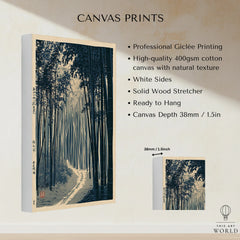 Japanese Bamboo Forest Print – Vintage Japan Landscape Art — canvas print stretched cotton canvas details