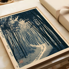 Japanese Bamboo Forest Print – Vintage Japan Landscape Art — framed art print closeup gift unwrapped natural frame