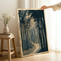 Japanese Bamboo Forest Print – Vintage Japan Landscape Art — canvas print mirror edge hand holding room setting
