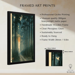 Japanese Forest Art Print – Bamboo Woodland Wall Art — framed print details measurements quality details
