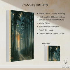 Japanese Forest Art Print – Bamboo Woodland Wall Art — canvas print stretched cotton canvas details