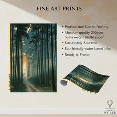 Japanese Forest Art Print – Bamboo Woodland Wall Art — fine art print unframed quality details