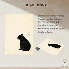 Japanese Bear Art Print – Vintage Japanese Animal Wall Art — fine art print unframed quality details