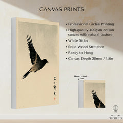 Vintage Japanese Bird Art Print – Ukiyo-e Inspired Wall Art — canvas print stretched cotton canvas details