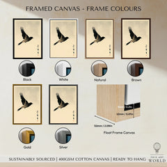Vintage Japanese Bird Art Print – Ukiyo-e Inspired Wall Art — framed canvas float frame colour options