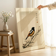 Japanese Bird Wall Art – Vintage Japanese Nature Print — canvas print mirror edge hand holding room setting
