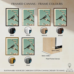 Japanese Bird & Blossom Art Print – Vintage Japan Wall Art — framed canvas float frame colour options