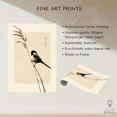 Japanese Bird Art Print – Vintage Botanical Wall Art — fine art print unframed quality details