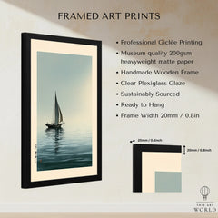 Japanese Seascape Art Print – Vintage Sailing Boat Wall Art — framed print details measurements quality details