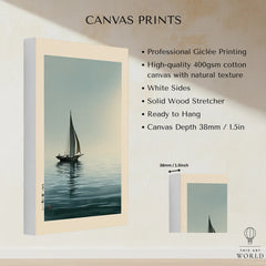Japanese Seascape Art Print – Vintage Sailing Boat Wall Art — canvas print stretched cotton canvas details