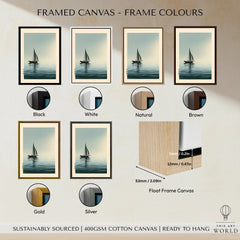Japanese Seascape Art Print – Vintage Sailing Boat Wall Art — framed canvas float frame colour options