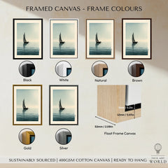 Japanese Coastal Art Print – Vintage Seascape Wall Art — framed canvas float frame colour options