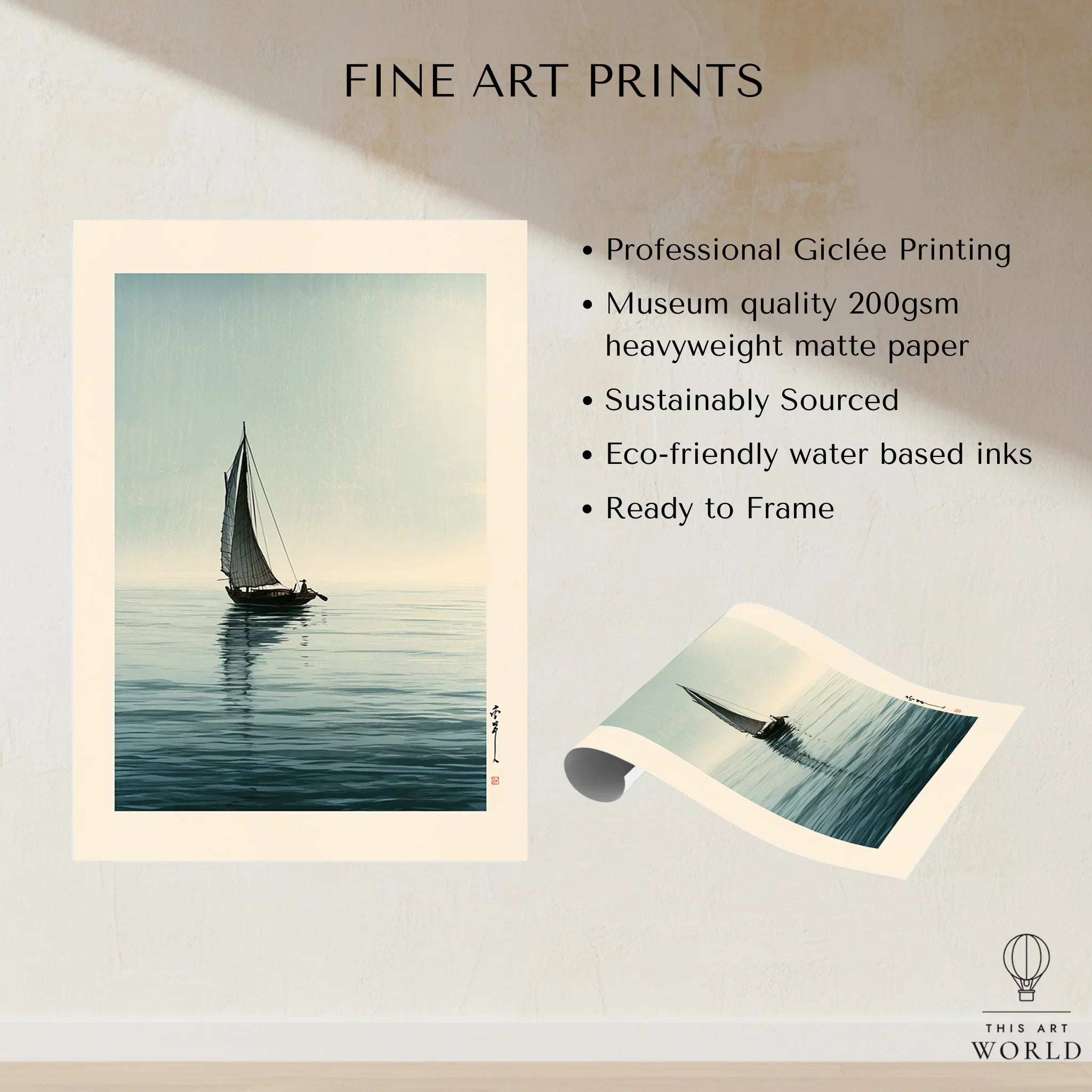 Japanese Coastal Art Print – Vintage Seascape Wall Art — fine art print unframed quality details
