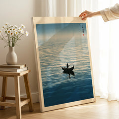 Japanese Seascape Wall Art – Vintage Coastal Art Print — canvas print mirror edge hand holding room setting