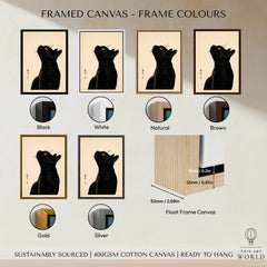 Japanese Cat Art Print – Black Cat Ukiyo-e Style Wall Art — framed canvas float frame colour options