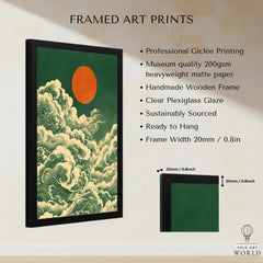 Japanese Cloud & Sun Art Print – Vintage Japan Wall Art — framed print details measurements quality details