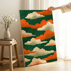 Japanese Cloud Art Print – Vintage Ukiyo-e Style Wall Art — canvas print mirror edge hand holding room setting