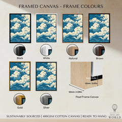 Japanese Sky Art Print – Vintage Cloud Wall Art — framed canvas float frame colour options