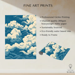 Japanese Sky Art Print – Vintage Cloud Wall Art — fine art print unframed quality details