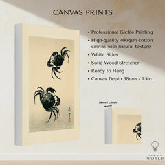 Japanese Crab Art Print – Vintage Coastal Wall Art — canvas print stretched cotton canvas details