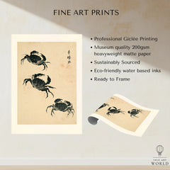 Japanese Coastal Art Print – Vintage Crab Wall Art — fine art print unframed quality details