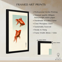 Japanese Goldfish Art Print – Vintage Japanese Wall Art — framed print details measurements quality details