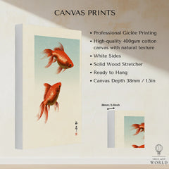Japanese Goldfish Art Print – Vintage Japanese Wall Art — canvas print stretched cotton canvas details