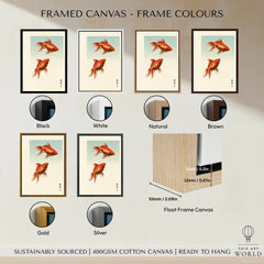 Japanese Goldfish Art Print – Vintage Japanese Wall Art — framed canvas float frame colour options